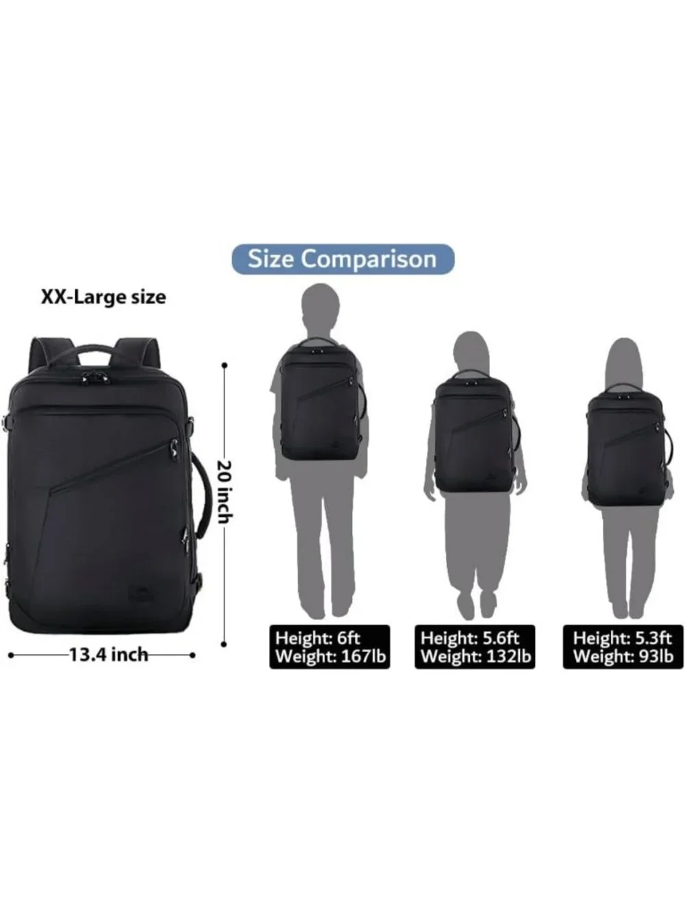 Expandable 45L Travel Backpack - Large Carry-On Bag for Men & Women, Perfect for